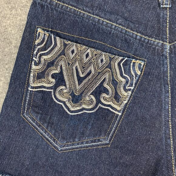 Avirex Jean Short Men 32 Blue Denim Cut Off Cotton Embroidered Back Pocket *READ - Picture 8 of 10
